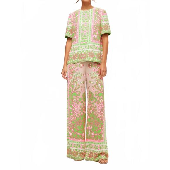 NEW TRINA TURK federer wide-leg pant in multi - Picture 1 of 5